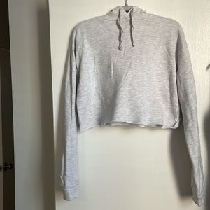 TOPSHOP cropped heather gray hoodie